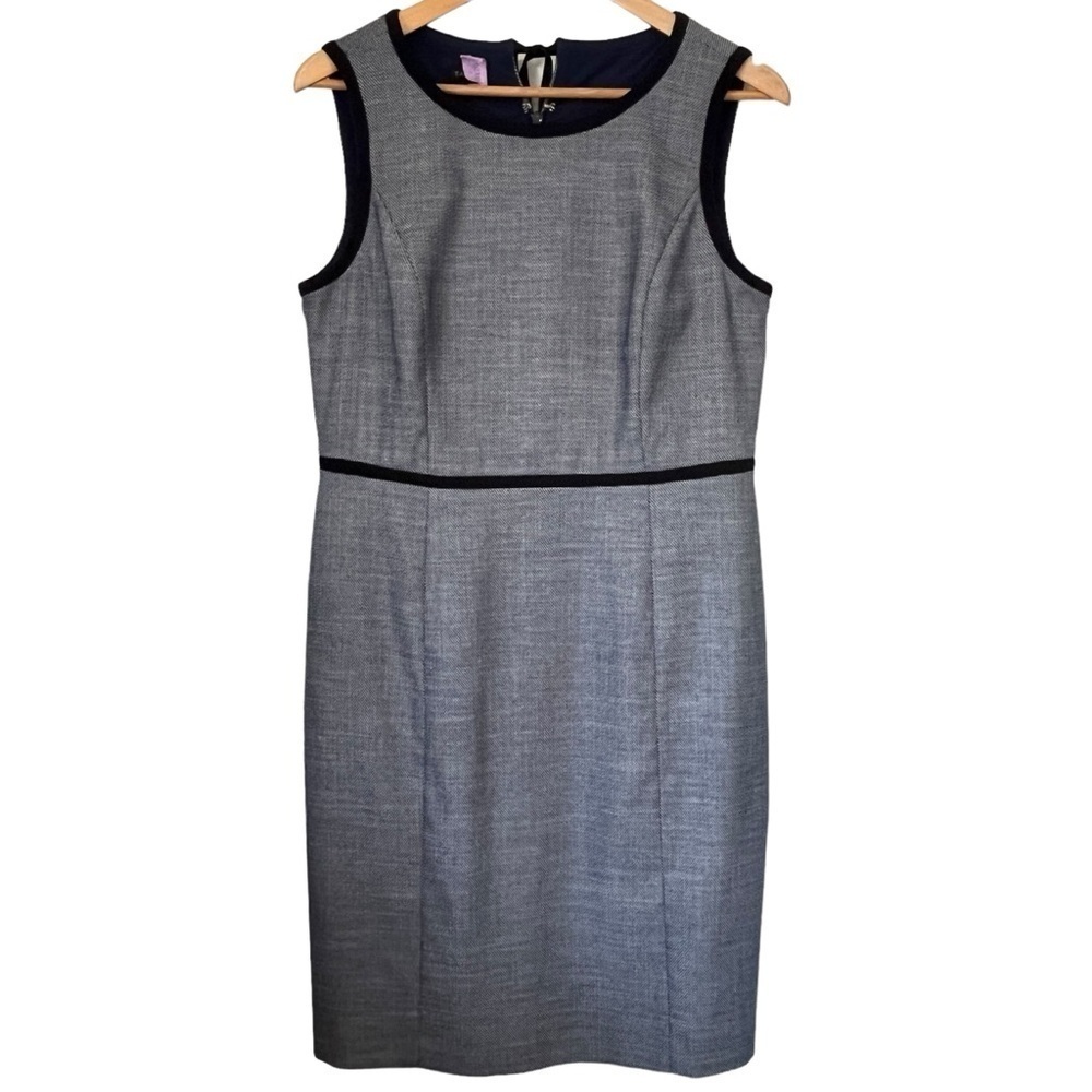 Talbots Sleeveless Navy & White Sheath Career Dress Size 10